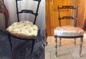 Adrom, formation tapisserie, avant-après chaise Napoléon